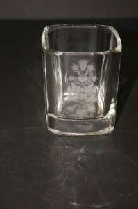 Square Etched Liquor Glass Art Nouveau Heavy  