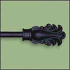 28 48 black iron tapestry curtain rod feather finials returns