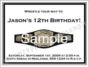 20 Personalized WRESTLING Birthday Party Invitations  