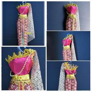 Thai Traditional Outfit Fashion Costumes for Barbie Dress, Dolls 12 