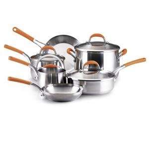  Rachael Ray 10pc Cookware Set   Stainless Steel: Kitchen 