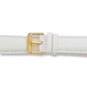  18mm White Glove Leather Gold tone Buckle Watch Band Size 18 Jewelry