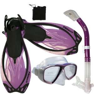  PROMATE Snorkeling Scuba Dive Mask Fins DRY Snorkel Gear 
