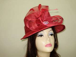 Kentucky Derby Hat Tea RED Horse Race Dress Ladies Hats  