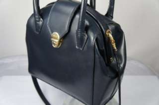 Bally Dark Blue Gladstone Top Handle Bag & Shoulder Strap Natural 