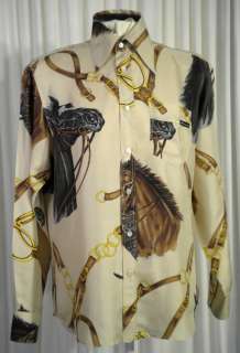 DOLCE GABBANA D&G Designer Silk Top Shirt Blouse Horse Off White M $ 