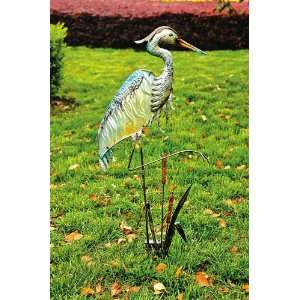  Metal/Glass Heron Garden Stake Patio, Lawn & Garden
