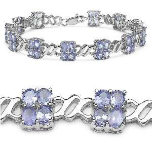    8.15 Carat Genuine Tanzanite Ovals Silver Bracelet Jewelry