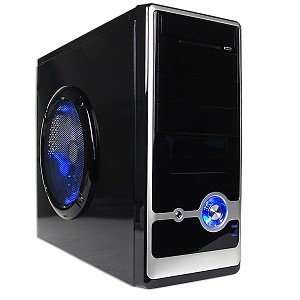   Tower Computer Case w/550W 20+4 pin PSU & 9.84 Blue LED Fan (Black