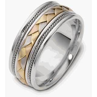  9mm Woven Style 14 Karat Tri Color Gold Wedding Band   5 